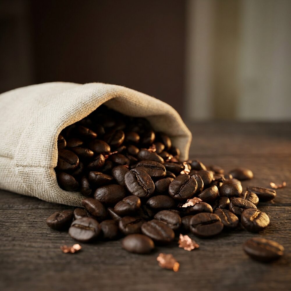 Granos de café recién tostados